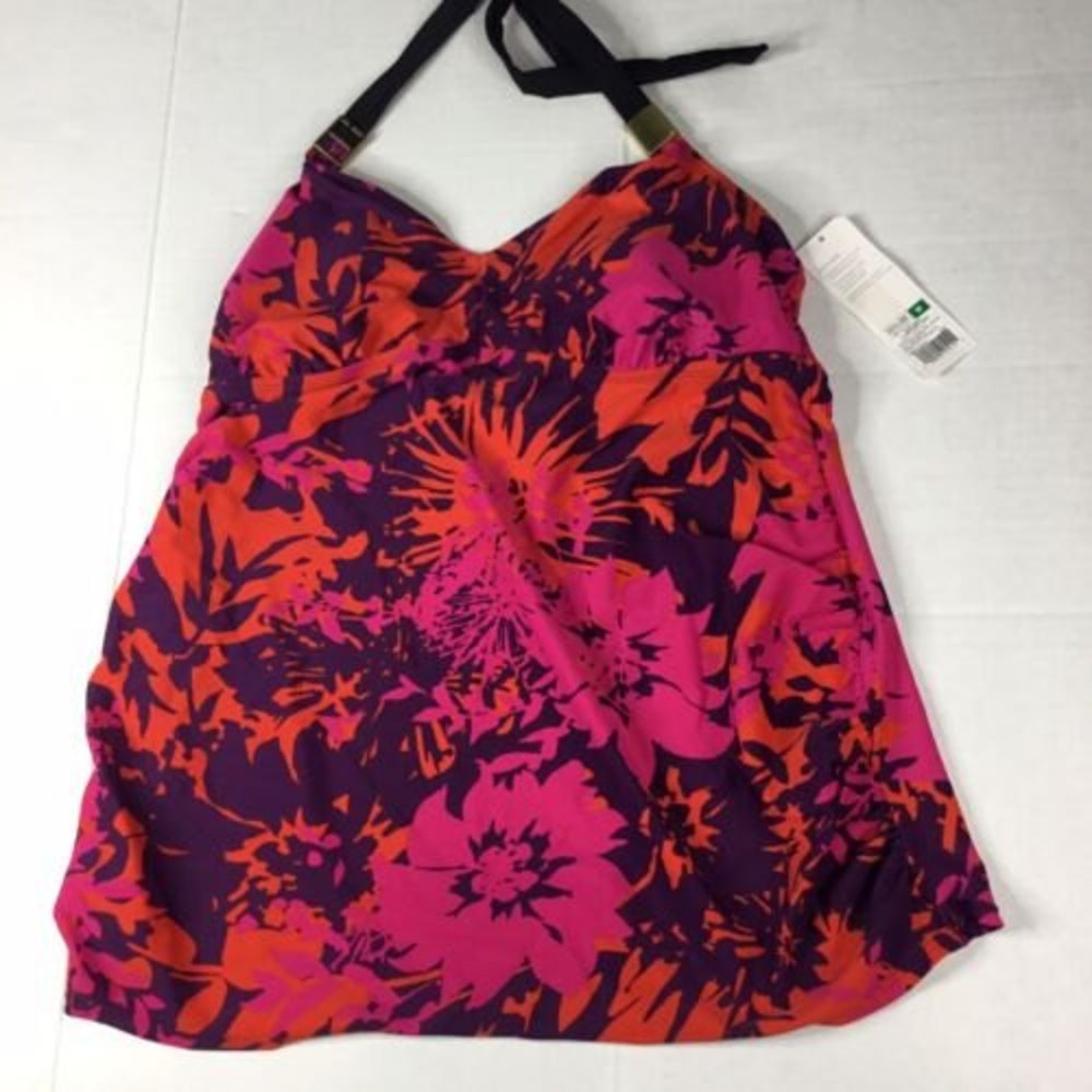 Liz Lange Maternity Multicolor Fuchsia Floral Padded Swimsuit Top M